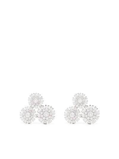 Damiani 18kt White Gold Margherita Diamond Stud Earrings In Silver