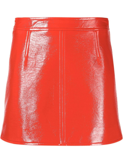 Courrèges Embroidered Logo Mini Skirt In Red