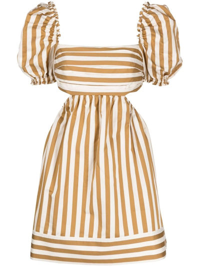 Rebecca Vallance Lucas Striped Mini Dress In Brown