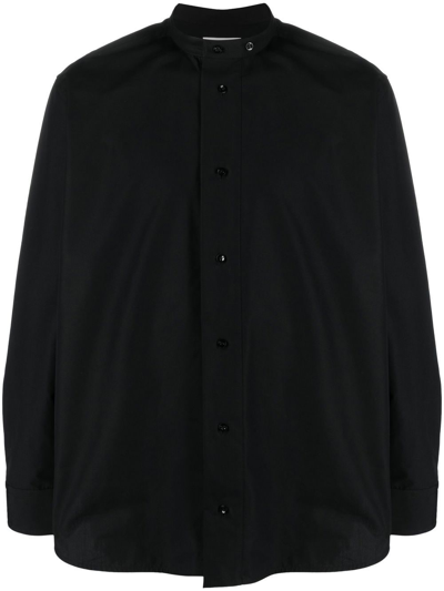 Jil Sander Band-collar Cotton Shirt In Black