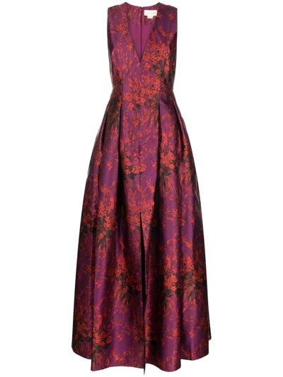 Sachin & Babi Brooke Floral-print Evening Dress In Purple