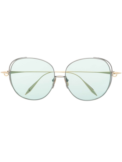 Dita Eyewear Arohz Oversize Round-frame Sunglasses In 03 Silver Gold