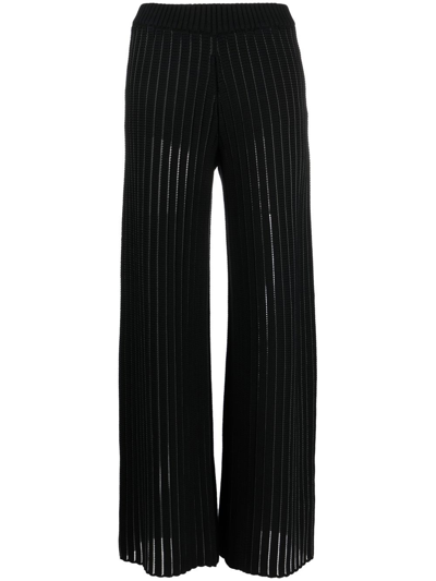 Fabiana Filippi Chunky-knit Wide-leg Trousers In Black