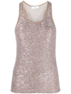 Fabiana Filippi Sequin-embellished Knitted Tank Top In Powder