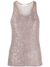Fabiana Filippi Sequin-embellished Knitted Tank Top In Brown