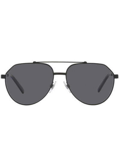 Dolce & Gabbana Gros Grain Pilot-frame Sunglasses In Black