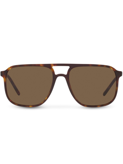 Dolce & Gabbana Logo-print Oversized Sunglasses In Brown