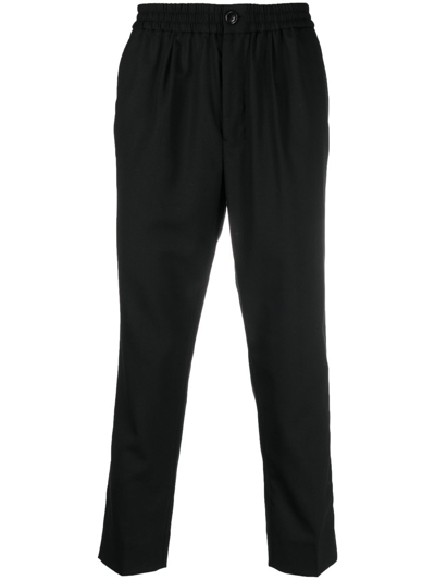 Ami Alexandre Mattiussi Cropped Elasticated-waistband Trousers In Black