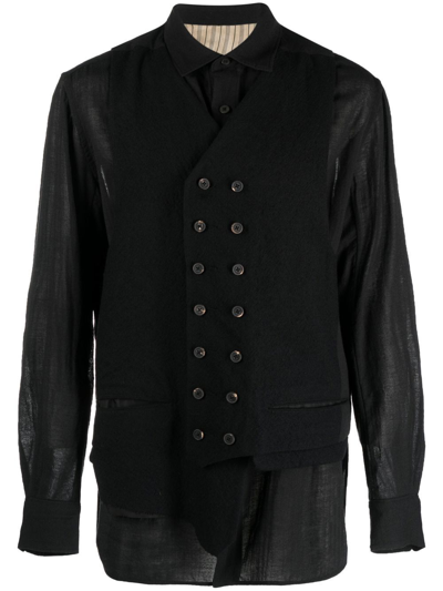 Ziggy Chen Waistcoat-panel Shirt In Black