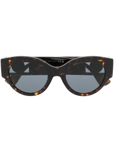 Versace Medusa Head Tortoiseshell-effect Sunglasses In Brown