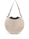 Chloé Large Curved Leather Shoulder Bag In Neutrals
