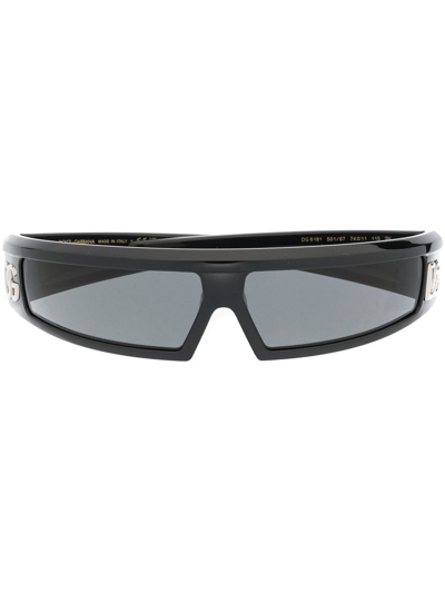 Dolce & Gabbana Logo-detail Rectangle-frame Sunglasses In Black