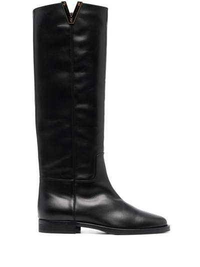 Via Roma 15 25mm Pull-onleather Boots In Black