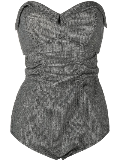 Maison Margiela Sweetheart Neck Bodysuit In Grigio