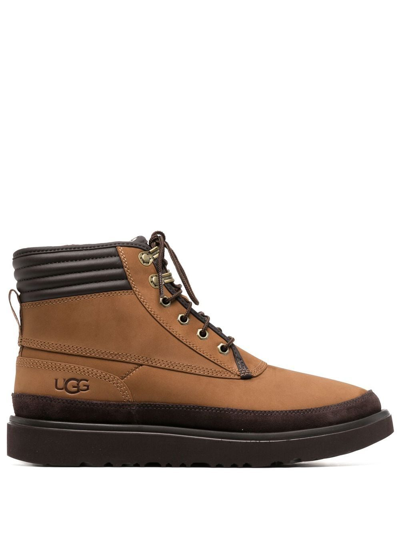 Ugg Padded-ankle Lace-up Boots In Brown