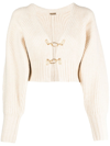 Cult Gaia Casella Metallic Toggle Cardigan In White