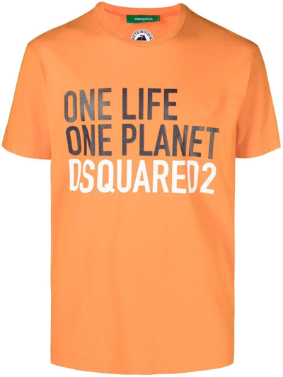Dsquared2 Slogan-print T-shirt In Orange
