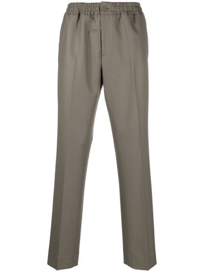 Paura Elasticated-waist Straight-leg Trousers In Grey