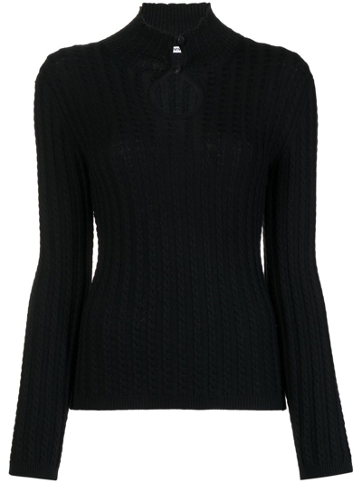 Vivetta Ribbed-knit Cut-out Top In Black