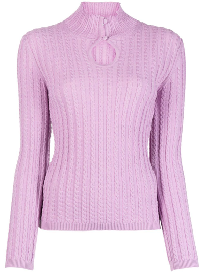 Vivetta Ribbed-knit Cut-out Top In Purple