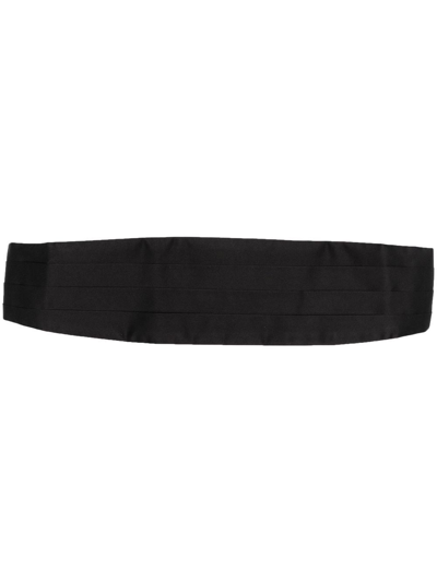 Zegna Pleated Silk Cummerbund In Blk Sld