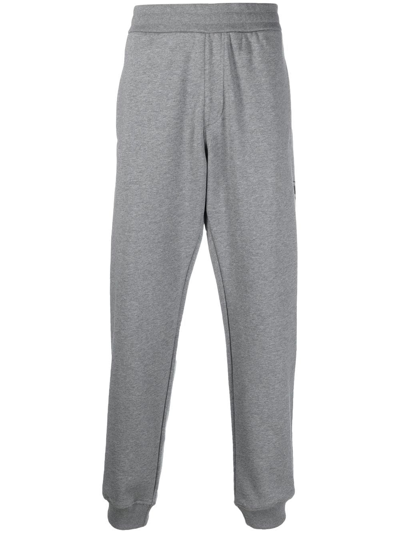 Versace Logo-print Slim-cut Track Pants In Grey