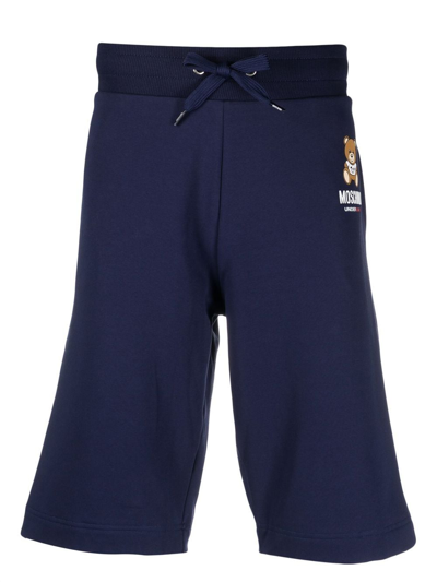 Moschino Teddy Bear Track Shorts In Blue
