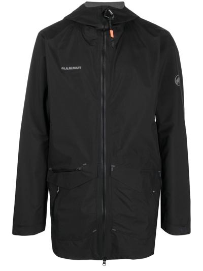 Mammut Double-layered Hooded Coat In Black