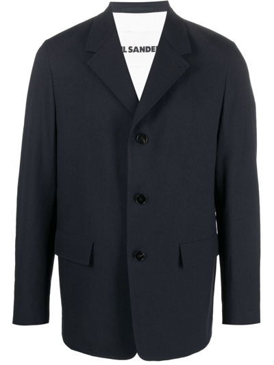 Jil Sander Button-fastening Single-breasted Blazer In Blue