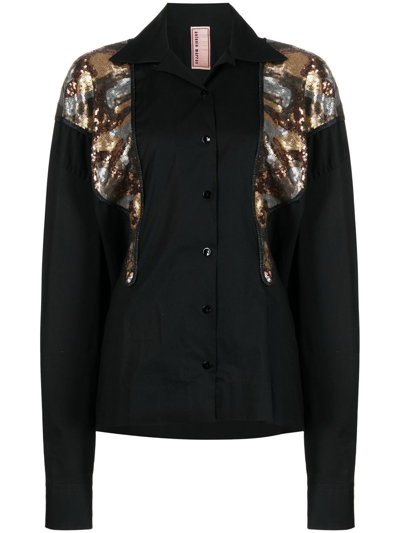 Antonio Marras Dolly Sequin-panel Shirt In Black