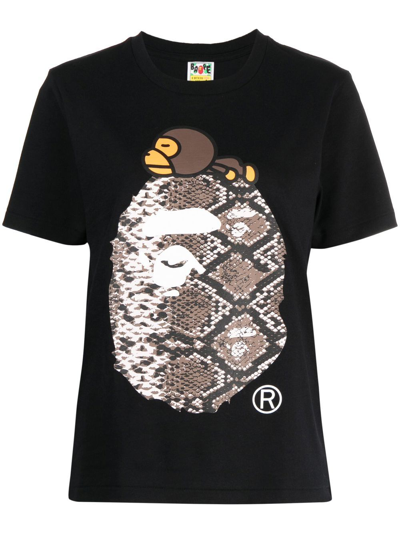 A Bathing Ape Graphic-print Design T-shirt In Black