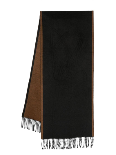 Zegna Two-tone Fringed-edge Scarf In Dark Grey