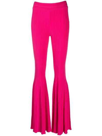Antonino Valenti Flared Knitted Trousers In #ff00ff