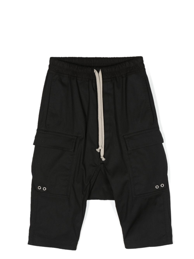 Rick Owens Kids' Drawstring Drop-crotch Shorts In Black