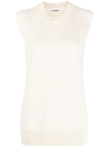 Jil Sander Relaxed Fit Crew-neck Wool Vest In White