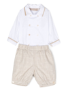 La Stupenderia Windowpane-print Trousers Set In Neutrals