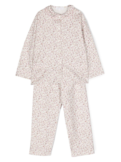 Mariella Ferrari Kids' Floral-print Cotton Pajamas In White