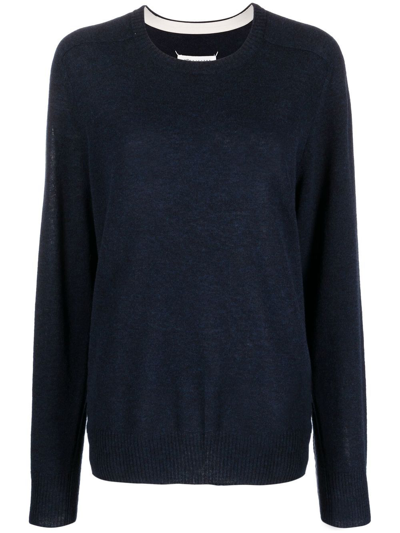 Maison Margiela Wool-blend Crew-neck Jumper In Blue