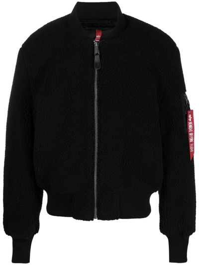 Alpha Industries Ma-1 Teddy Bomber Jacket In Black