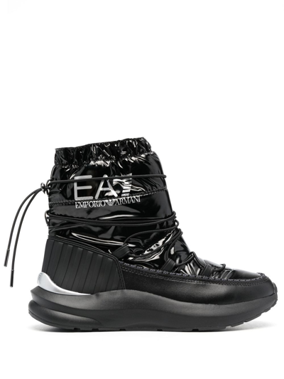 Ea7 Emporio Armani Logo-print Quilted Snow Boots In Black