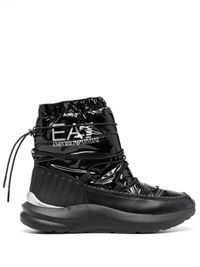 Ea7 Logo-print Quilted Snow Boots In Black