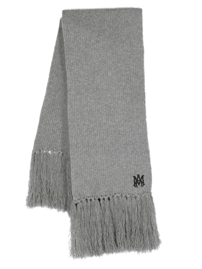 Amiri Cashmere Logo Scarf In Grey