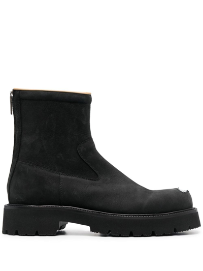 Mm6 Maison Margiela Leather Ankle Boots In Black