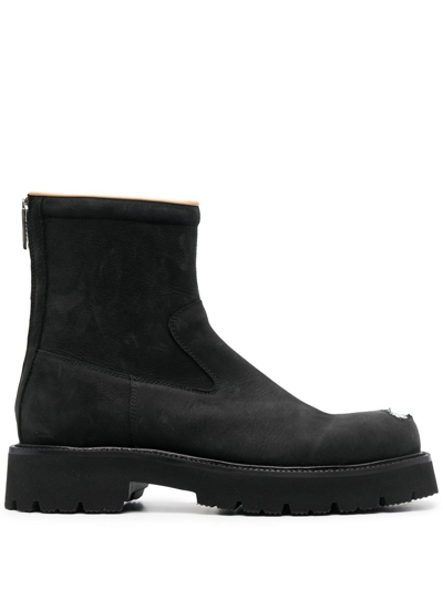 Mm6 Maison Margiela Leather Ankle Boots In Black | ModeSens