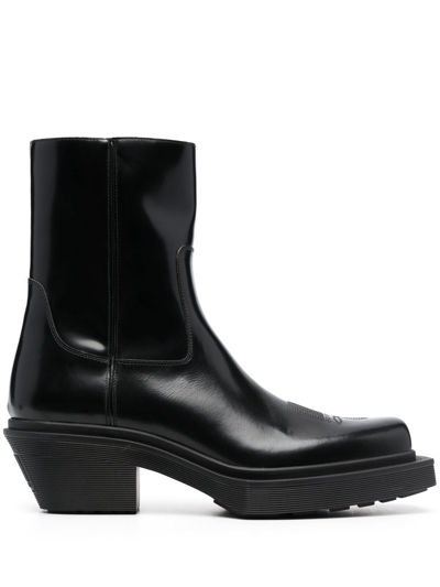 Vtmnts Leather Cowboy Boots In Black
