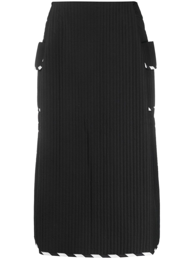 Henrik Vibskov Pleated Stripe-trim Straight Skirt In Black