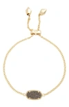 Kendra Scott Gold-tone Elaina Stone Slider Bracelet In Platnium Drusy/ Gold