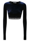 Versace Jeans Couture Long-sleeve Logo Band Crop Top In 259