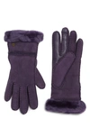 Ugg Seamed Touchscreen Compatible Genuine Shearling Lined Gloves In Nightshade