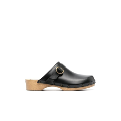 Isabel Marant Thalie Buckled Studded Leather Clogs In Black